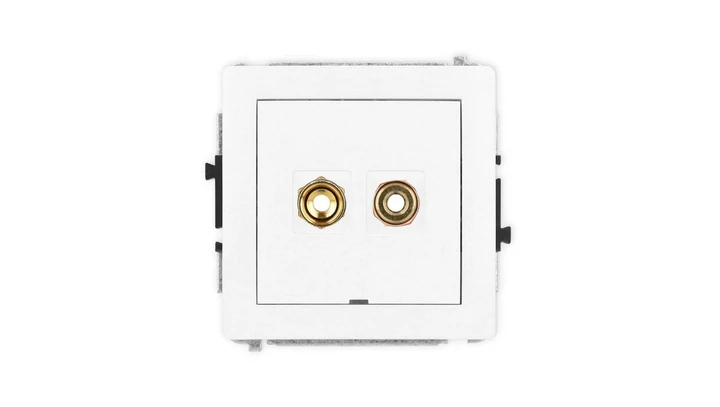 DECO Mechanizm gniazda głośnikowego pojedynczego, bez pola opisowego (typu banan - czerwony i czarny, pozłacany, 4 mm2, skręcany