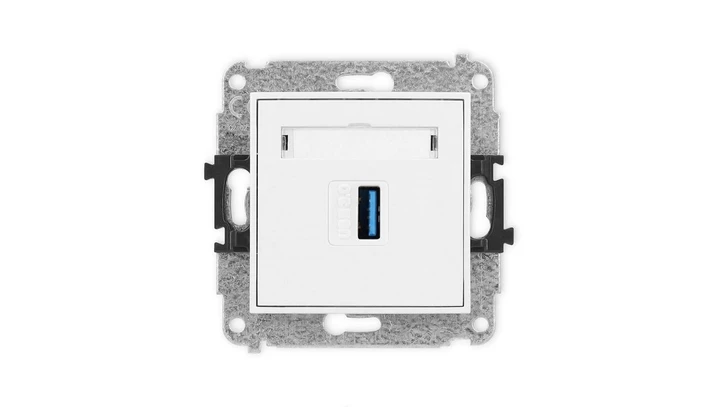 MINI Mechamizm gniazda pojedynczego USB A-A 3.0 biały mat 25MGUSB-5