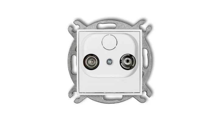 MINI Mechanizm gniazda abonenckiego RTV przelotowego 12dB biały mat 25MG12P