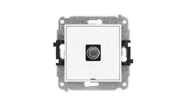 MINI Mechanizm gniazda antenowego pojedynczego TV, bez pola opisowego biały mat 25MGTVBO-1