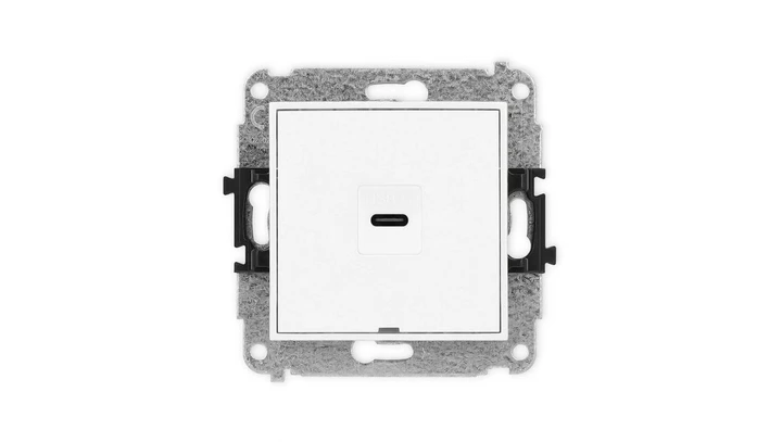 MINI Mechanizm gniazda pojedynczego 1xUSB C-C, bez pola opisowego biały mat 25MGUSBBO-7