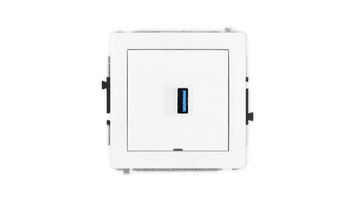 DECO Mechanizm gniazda pojedynczego USB A-A 3.0, bez pola opisowego, biały mat 25DGUSBBO-5