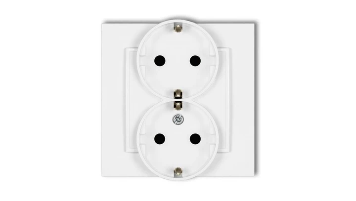 MINI Gniazdo podwójne z uziemieniem SCHUKO 2x(2P+Z) (przesłony torów prądowych) biały mat 25MGP-2sp