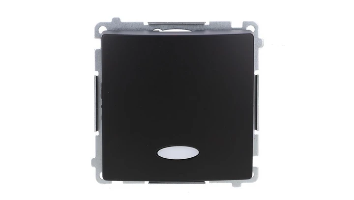 Simon Basic Łącznik jednobiegunowy z podświetleniem LED (moduł) 10AX, 250V, szybkozłącza, czarny BMW1L.01/49