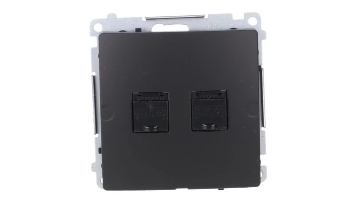 Simon Basic Gniazdo komputerowe RJ45, kat 6, podwójne z przesłoną przeciwkurzową (moduł) czarny BM62.01/49