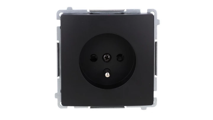 Simon Basic Gniazdo wtyczkowe z uziemieniem (moduł), z przesł. torów prądowych, 16A, 250V, zaciski śrubowe czarny BMGZ1Z.01/49