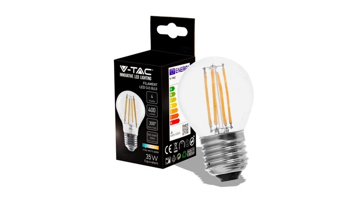Żarówka LED Filament 4W E27 G45 6500K 400lm 300st. 214428