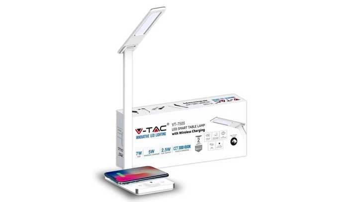 Lampa Biurkowa LED 7W 3w1 Bezprzewodowa ładowarka Biała 218603