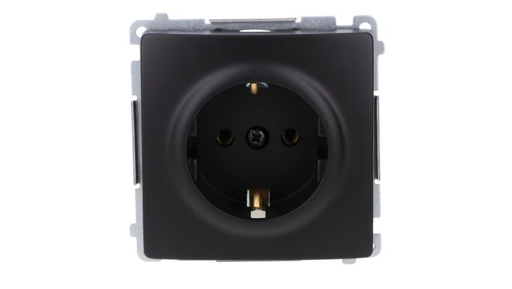 Simon Basic Gniazdo wtyczkowe z uziemieniem Schuko (moduł) 16A, 250V, zaciski śrubowe czarny BMGSZ1.01/49