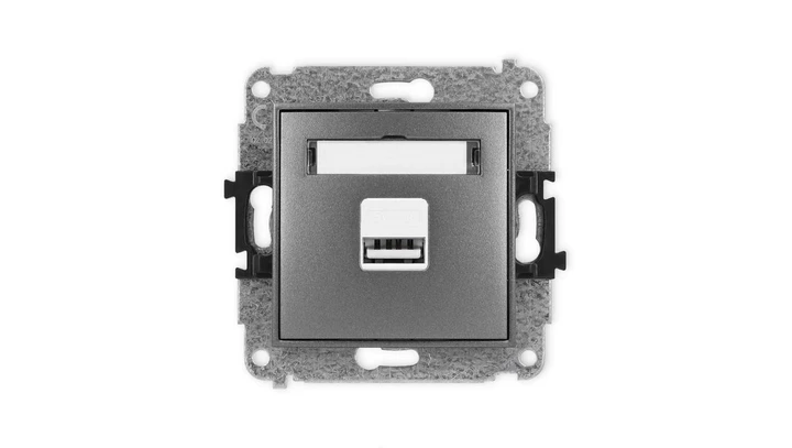 ICON Mechanizm ładowarki USB pojedynczej, 5V, 1A grafitowy 11ICUSB-1