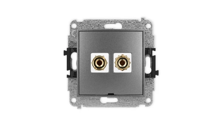 ICON Mechanizm gniazda głośnikowego poj. bez opisu (banan czerwony i czarny, pozłacany, 4 mm2, do lutowania) grafitowy 11IGGBO-3