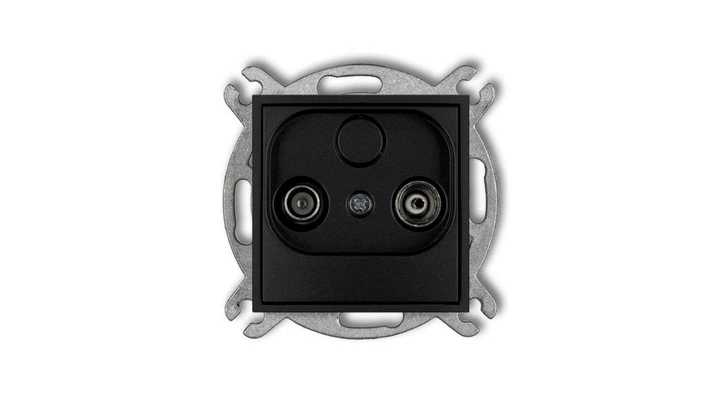 ICON Mechanizm gniazda abonenckiego RTV przelotowego 12dB czarny mat 12IG12P