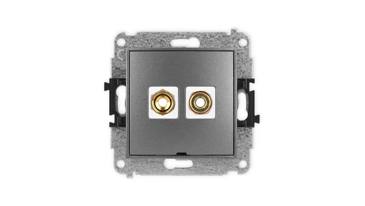 ICON Mechanizm gniazda głośnikowego poj. bez opisu (banan - czerwony i czarny, pozłacany, 4 mm2, skręcany) grafitowy 11IGGBO-4