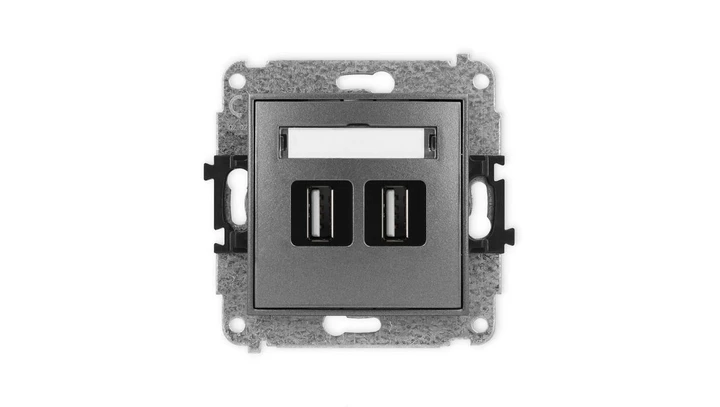 ICON Mechanizm gniazda podwójnego 2xUSB A-A 2.0 grafitowy 11IGUSB-2