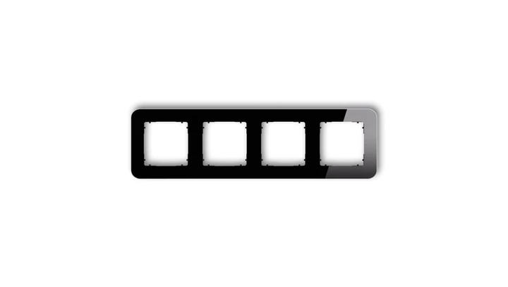 ICON Ramka uniwersalna poczwórna zaokrąglona - efekt szkła (ramka: czarna spód: czarny) 12-12-IRSZ-4