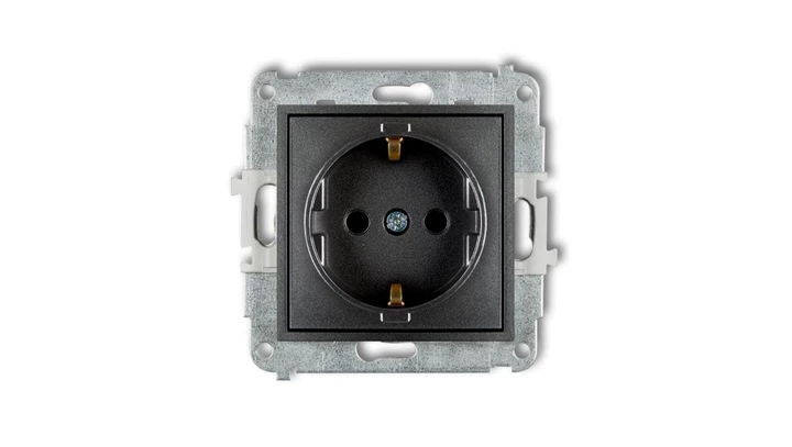 ICON Mechanizm gniazda pojedynczego z uziemieniem SCHUKO 2P+Z (przesłony torów prądowych) grafitowy 11IGP-1sp