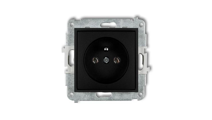 ICON Mechanizm gniazda pojedynczego z uziemieniem 2P+Z (bez przesłon torów prądowych) czarny mat 12IGP-1z