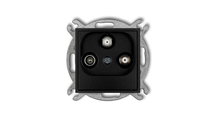 ICON Mechanizm gniazda abonenckiego 2 wyjścia SAT + TV czarny mat 12IGSN