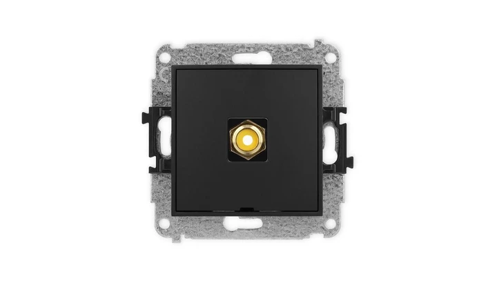 ICON Mechanizm gniazda pojedynczego RCA, bez pola opisowego (typu cinch - żółty, pozłacany) czarny mat 12IGRCABO-1