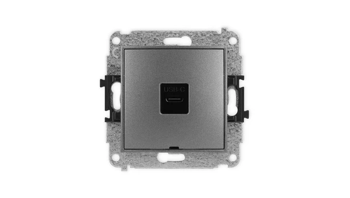 ICON Mechanizm gniazda pojedynczego 1xUSB C-C, bez pola opisowego grafitowy 11IGUSBBO-7