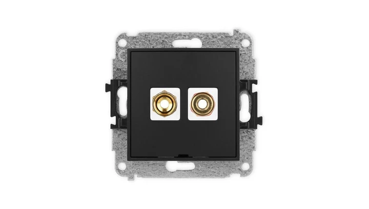 ICON Mechanizm gniazda głośnikowego poj., bez opisu (banan - czerwony i czarny, pozłacany, 4 mm2, skręcany) czarny mat 12IGGBO-4