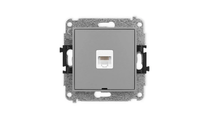 ICON Mechanizm gniazda komputerowego pojedynczego 1xRJ45, kat. 5e, 8-stykowy, bez pola opisowego szary mat 27IGKBO-1