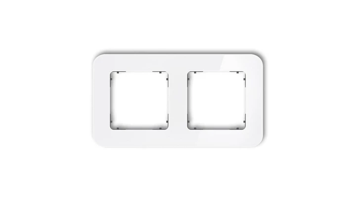 ICON Ramka uniwersalna podwójna zaokrąglona - efekt szkła (ramka: biała spód: grafitowy mat) 0-28-IRSZ-2