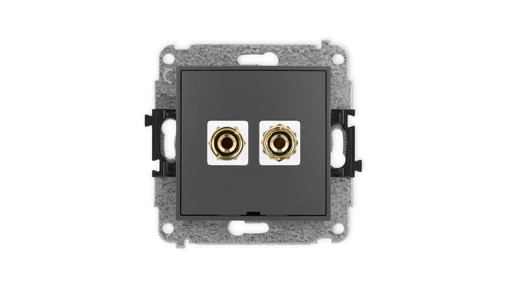 ICON Mechanizm gniazda głośnik. poj. bez opisu (banan czerwony i czarny, pozłacany, 4 mm2 do lutowania) grafitowy mat 28IGGBO-3