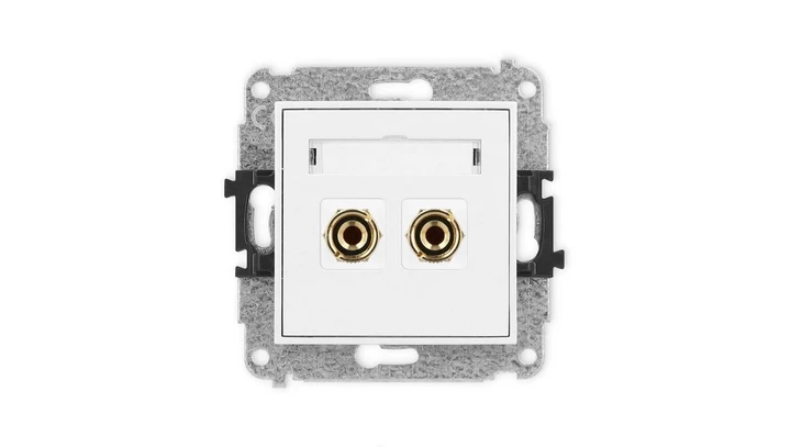 ICON Mechanizm gniazda głośnikowego poj. (typu banan - czerwony i czarny, pozłacany, 4 mm2, do lutowania) biały mat 25IGG-3