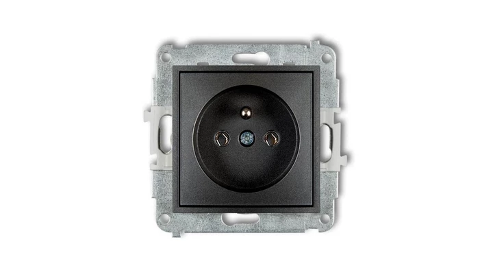 ICON Mechanizm gniazda pojedynczego z uziemieniem 2P+Z (bez przesłon torów prądowych) grafitowy 11IGP-1z