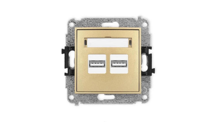ICON Mechanizm ładowarki USB podwójnej, 5V, 3.1A złoty 29ICUSB-6