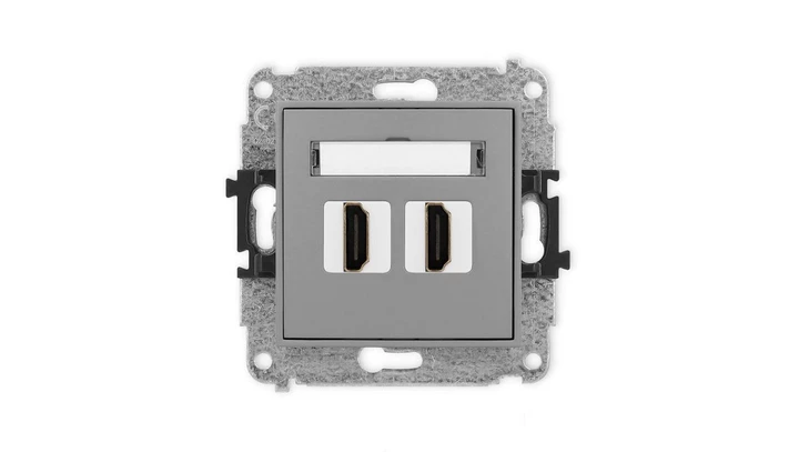 ICON Mechanizm gniazda podwójnego HDMI 2.0 szary mat 27IHDMI-4
