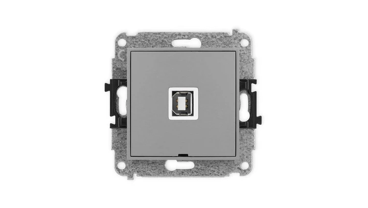 ICON Mechanizm gniazda pojedynczego USB A-B 2.0, bez pola opisowego szary mat 27IGUSBBO-3