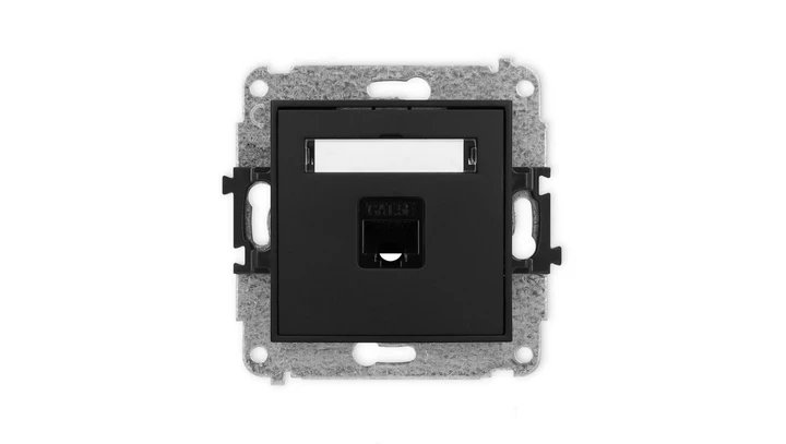 ICON Mechanizm gniazda komputerowego pojedynczego 1xRJ45, kat. 5e, 8-stykowy czarny mat 12IGK-1