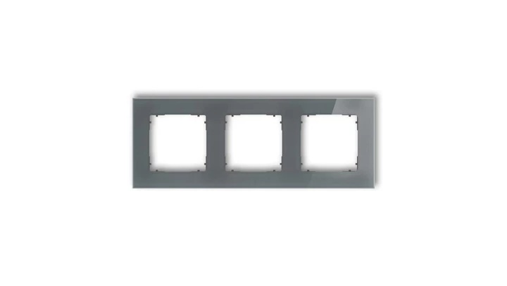 ICON Ramka uniwersalna potrójna kwadratowa - efekt szkła (ramka: grafitowa spód: grafitowy mat) 28-28-IRSK-3