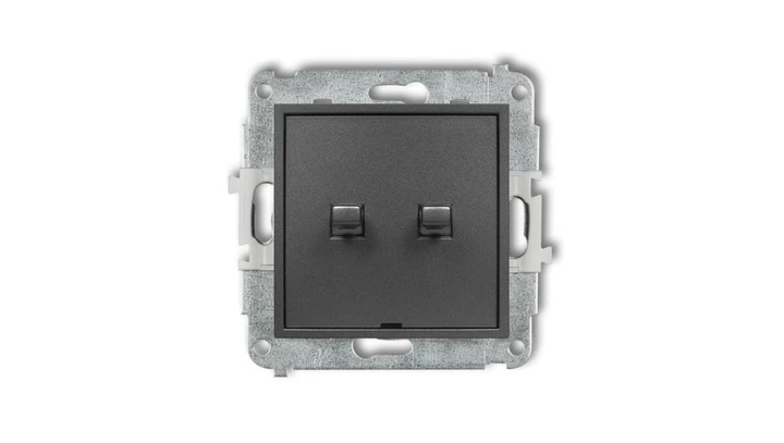 ICON Mechanizm łącznika zwiernego, dwubiegunowego (dwa klawisze bez pikt., osobne zasilanie) styl ameryk. grafitowy 11IWPUS-44.2