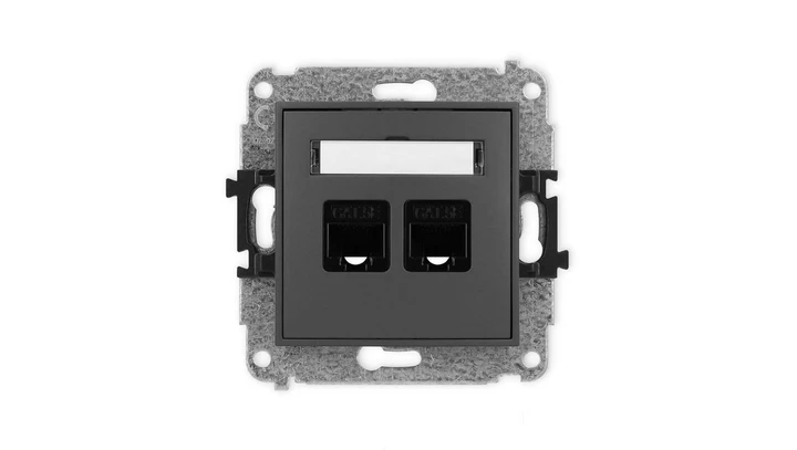 ICON Mechanizm gniazda komputerowego podwójnego 2xRJ45, kat. 5e, 8-stykowy grafitowy mat 28IGK-2
