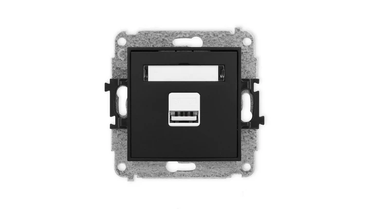 ICON Mechanizm ładowarki USB pojedynczej, 5V, 1A czarny mat 12ICUSB-1