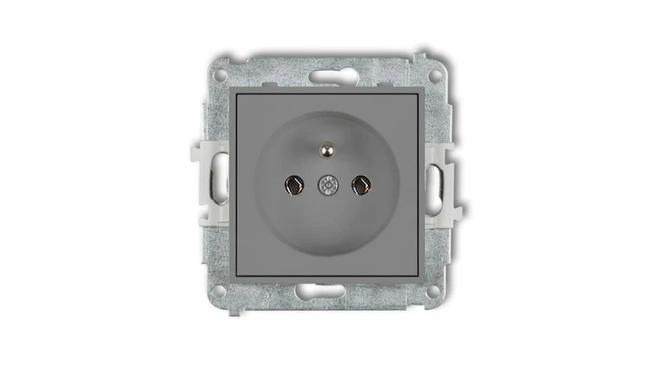 ICON Mechanizm gniazda pojedynczego z uziemieniem 2P+Z (bez przesłon torów prądowych) szary mat 27IGP-1z