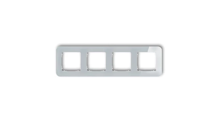 ICON Ramka uniwersalna poczwórna zaokrąglona - efekt szkła (ramka: szara spód: biały) 15-0-IRSZ-4