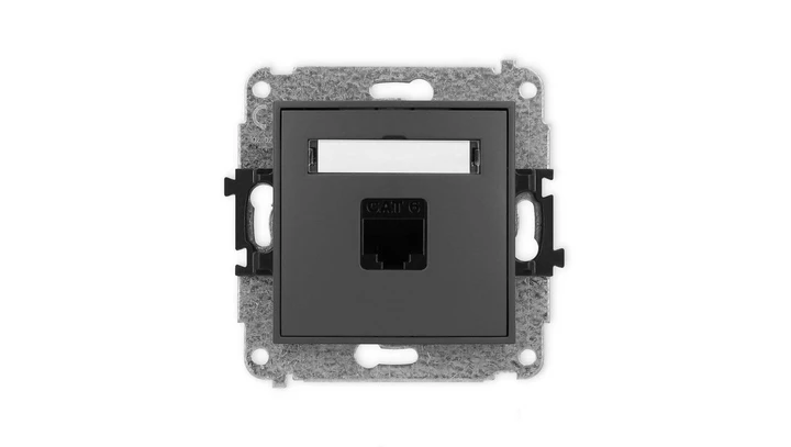 ICON Mechanizm gniazda komputerowego pojedynczego 1xRJ45, kat. 6, 8-stykowy grafitowy mat 28IGK-3