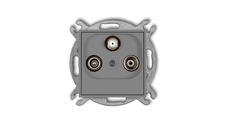 ICON Mechanizm gniazda abonenckiego RTV-SAT końcowego (2 wejścia antenowe) szary mat 27IGST
