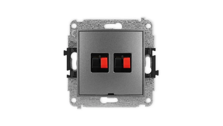 ICON Mechanizm gniazda głośnikowego podwójnego, bez pola opisowego grafitowy 11IGGBO-2