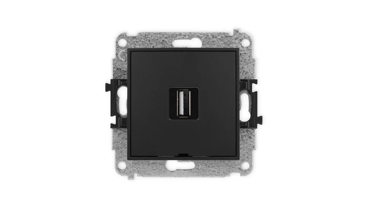 ICON Mechanizm gniazda pojedynczego USB A-A 2.0, bez pola opisowego czarny mat 12IGUSBBO-1