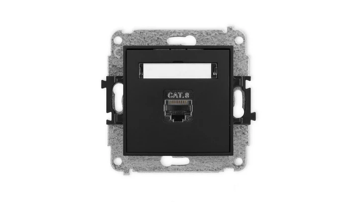 ICON Mechanizm gniazda komputerowego pojedynczego 1xRJ45, kat. 8, ekranowane, 8-stykowy czarny mat 12IGK-11
