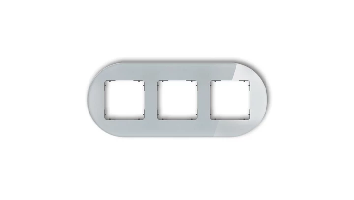 ICON Ramka uniwersalna potrójna okrągła - efekt szkła (ramka: szara spód: grafitowy mat) 15-28-IRSO-3