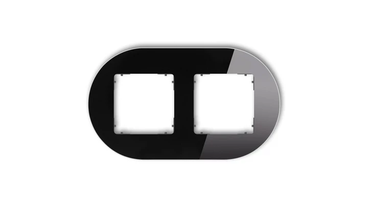 ICON Ramka uniwersalna podwójna okrągła - efekt szkła (ramka: czarna spód: grafitowy mat) 12-28-IRSO-2