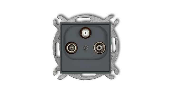 ICON Mechanizm gniazda abonenckiego RTV-SAT końcowego multimedialnego (Internet) grafitowy mat 28IGM