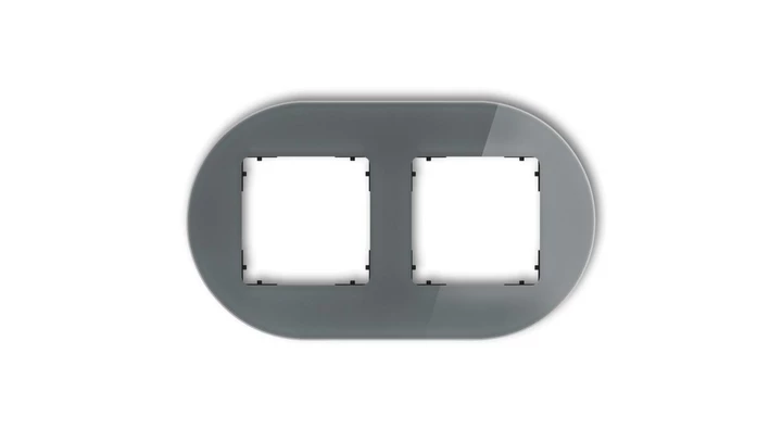 ICON Ramka uniwersalna podwójna okrągła - efekt szkła (ramka: grafitowa spód: czarny) 28-12-IRSO-2