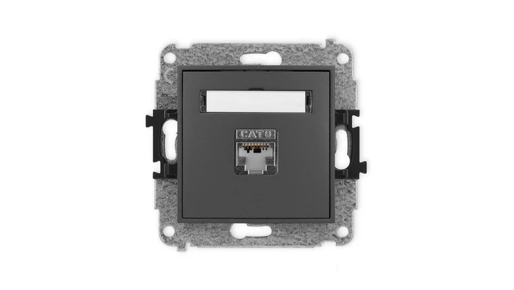 ICON Mechanizm gniazda komputerowego pojedynczego 1xRJ45, kat. 6, ekranowane, 8-stykowy grafitowy mat 28IGK-5